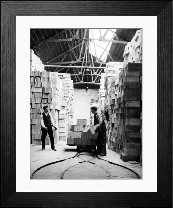 Framed Print : Timber Warehouse, Port Sunlight, early 1900s Framed Print : Timber Warehouse, Port Sunlight, early 1900s