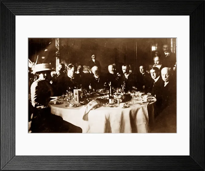 Framed Print : Bleriot and Shackleton and others at lunch Framed Print : Bleriot and Shackleton and others at lunch