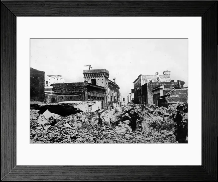 Framed Print : Etna destroyed by volcano eruption, probably early 1900s Framed Print : Etna destroyed by volcano eruption, probably early 1900s