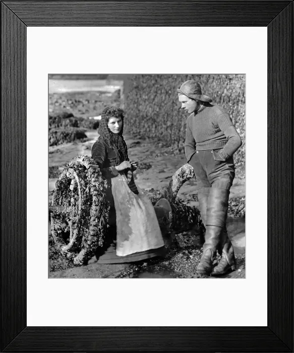 Framed Print : Fisherman and friend, Victorian period Framed Print : Fisherman and friend, Victorian period