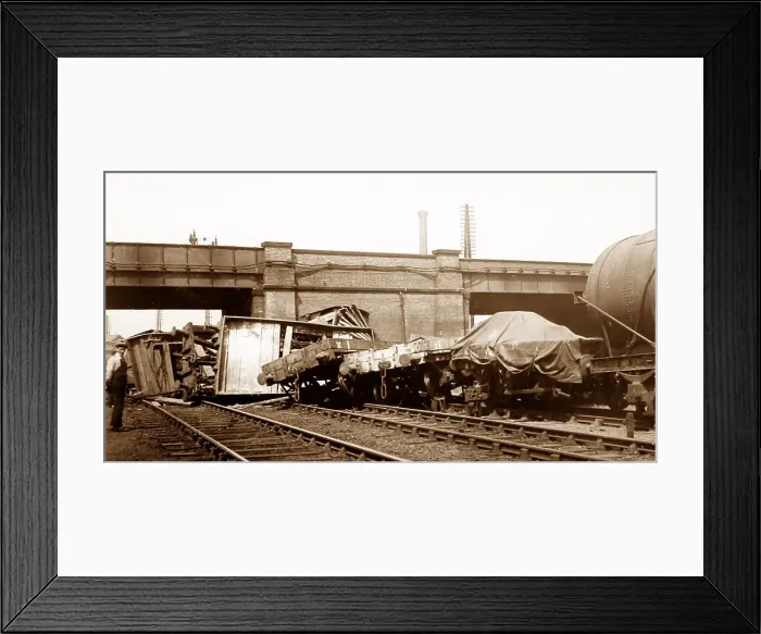 Framed Print : A railway accident, early 1900s Framed Print : A railway accident, early 1900s