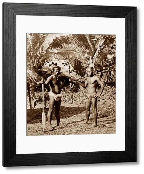Framed Print : Tribesmen, Pago Pago, American Samoa, Victorian period Framed Print : Tribesmen, Pago Pago, American Samoa, Victorian period