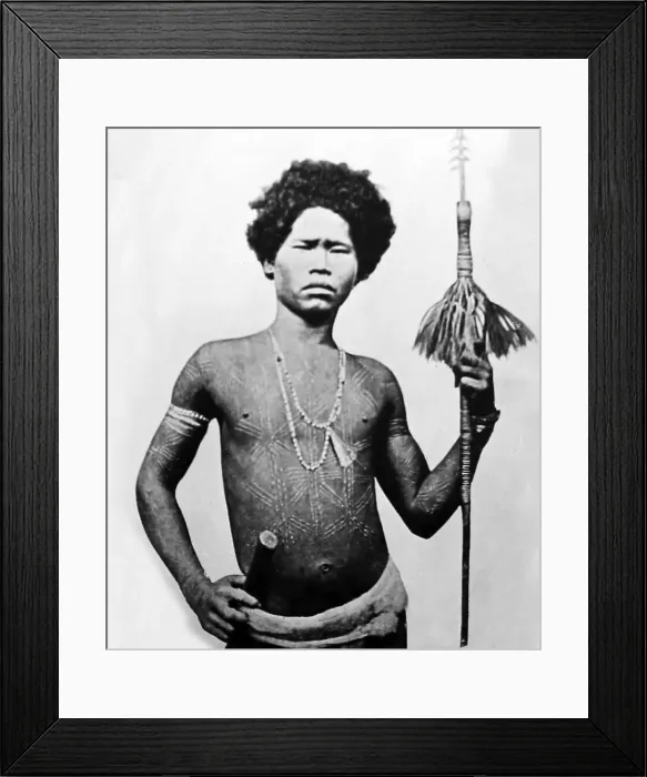 Framed Print : A tribal warrior or hunter, Victorian period Framed Print : A tribal warrior or hunter, Victorian period