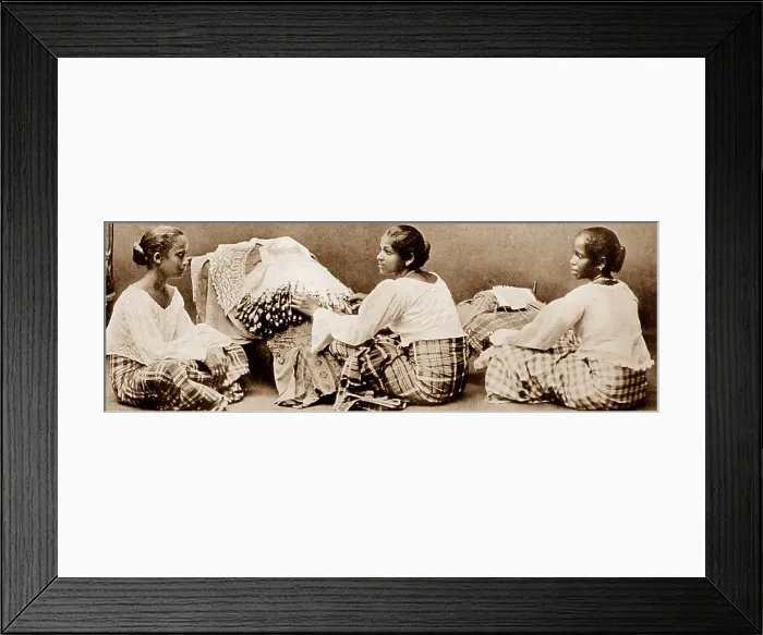 Framed Print : Ladies in Ceylon / Sri Lanka making lace, early 1900s Framed Print : Ladies in Ceylon / Sri Lanka making lace, early 1900s