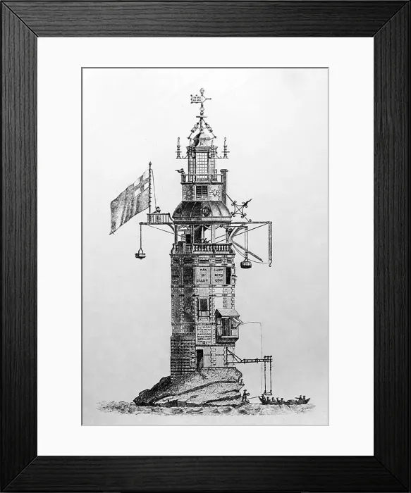 Framed Print : Illustration of the Eddystone Lighthouse Framed Print : Illustration of the Eddystone Lighthouse