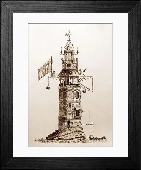 Framed Print : Illustration of Eddystone Lighthouse Framed Print : Illustration of Eddystone Lighthouse
