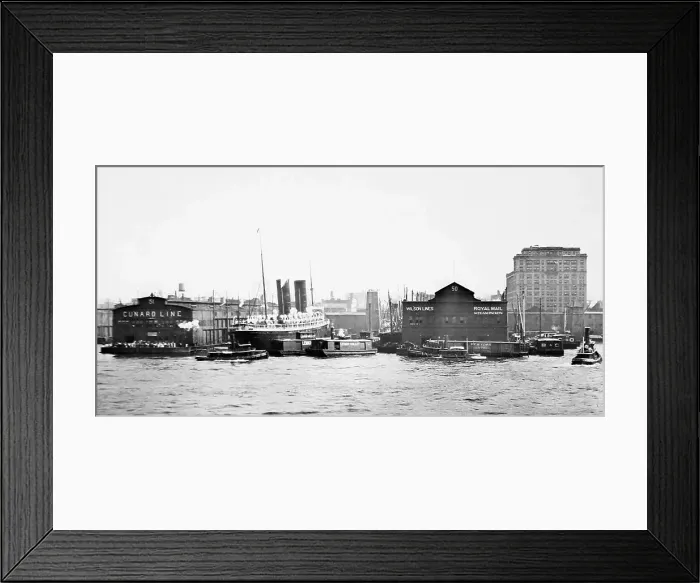 Framed Print : The Cunard Line Berth, New York, early 1900s Framed Print : The Cunard Line Berth, New York, early 1900s