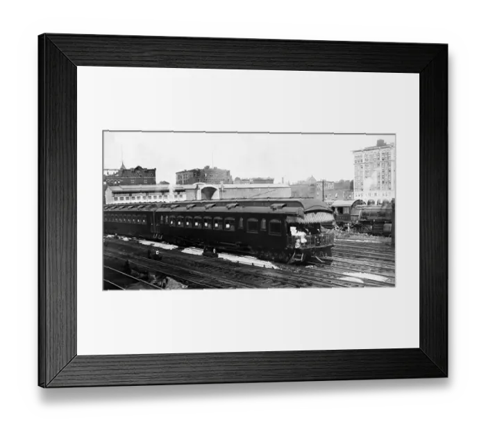 Framed Print : Railway Station Yard, New York, USA, early 1900s Framed Print : Railway Station Yard, New York, USA, early 1900s