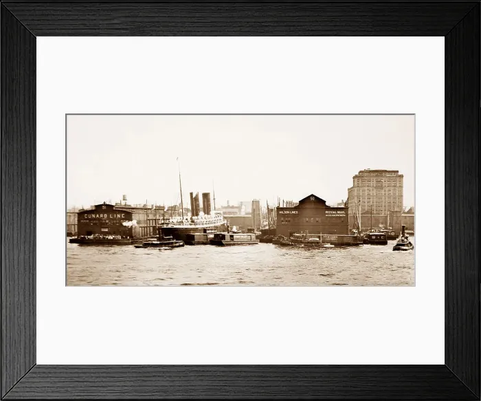 Framed Print : Cunard berth at docks, New York, USA Framed Print : Cunard berth at docks, New York, USA