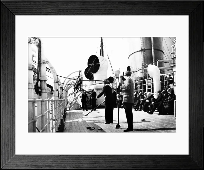Framed Print : Deck games on board a trans-Atlantic liner, early 1900s Framed Print : Deck games on board a trans-Atlantic liner, early 1900s