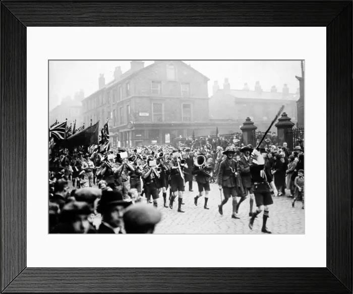 Framed Print : Boy Scouts parade in Liverpool, early 1900s Framed Print : Boy Scouts parade in Liverpool, early 1900s