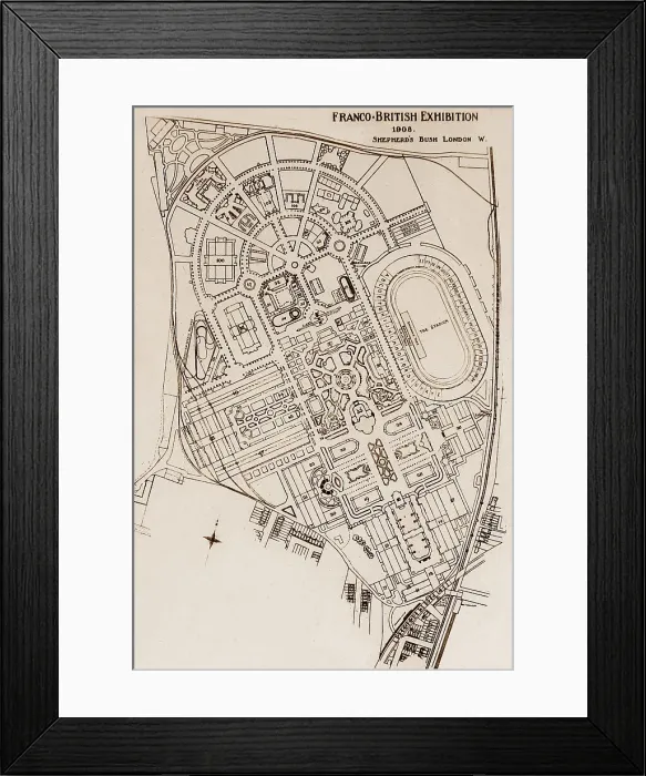 Framed Print : Plan of Franco British White City Exhibition in Framed Print : Plan of Franco British White City Exhibition in