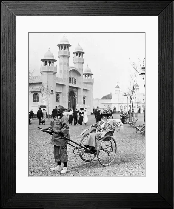 Framed Print : A Rickshaw, The Franco-British Exhibition at White Framed Print : A Rickshaw, The Franco-British Exhibition at White