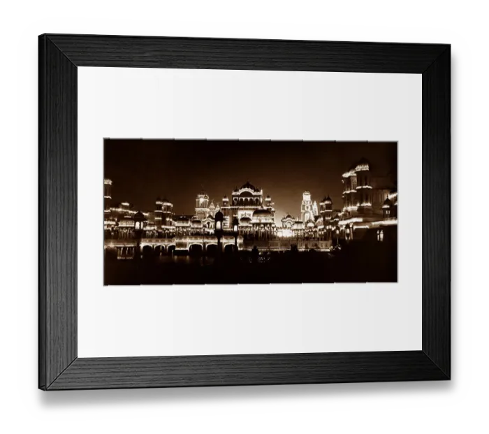 Framed Print : Illumintaed Court of Honour, Franco British White Framed Print : Illumintaed Court of Honour, Franco British White