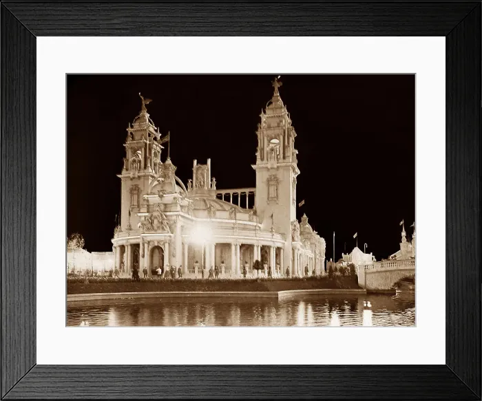 Framed Print : Illuminated Applied Arts Pavilion, Franco British Framed Print : Illuminated Applied Arts Pavilion, Franco British