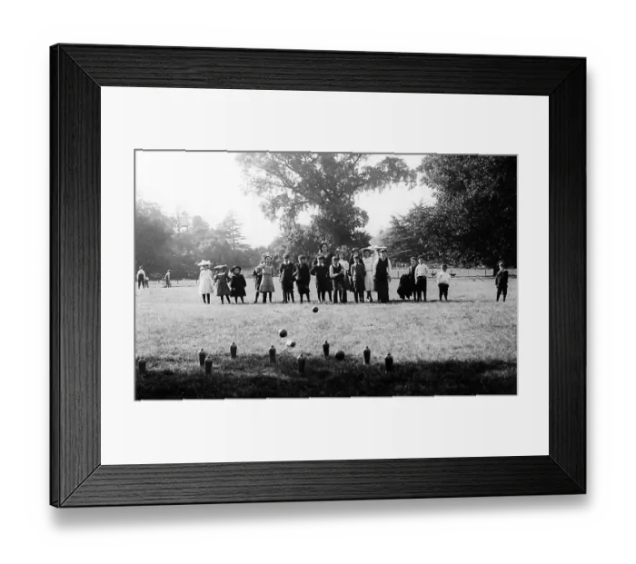 Framed Print : Nine pins or skittles, early 1900s Framed Print : Nine pins or skittles, early 1900s