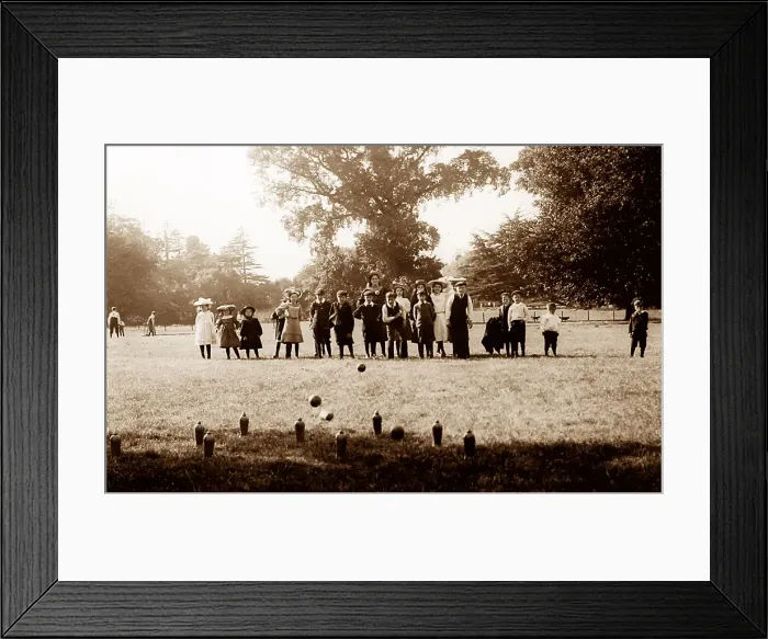 Framed Print : Children playing skittles nine pins Framed Print : Children playing skittles nine pins