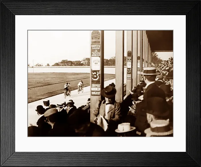 Framed Print : Tandem racing, New Brighton, early 1900s Framed Print : Tandem racing, New Brighton, early 1900s