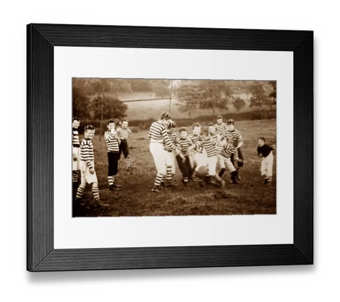 Framed Print : A Schoolboy Rugby Match, late Victorian or Edwardian period Framed Print : A Schoolboy Rugby Match, late Victorian or Edwardian period