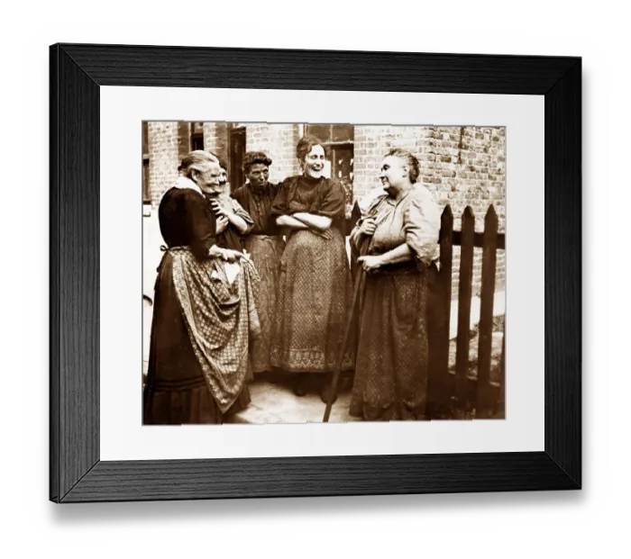 Framed Print : Ladies chatting by the fence, early 1900s Framed Print : Ladies chatting by the fence, early 1900s