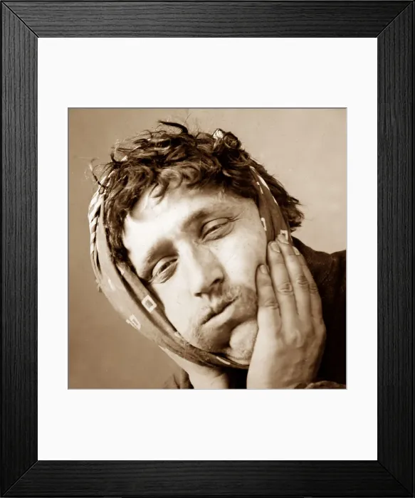 Framed Print : Charicature of a man with toothache Framed Print : Charicature of a man with toothache