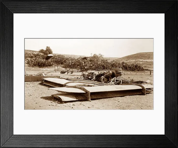 Framed Print : Aeroplane being built from a kit, probably during WW1