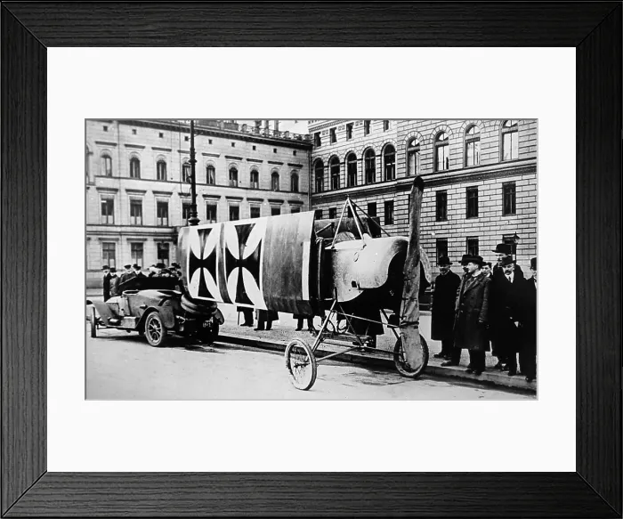 Framed Print : A German Taube aeroplane being transported by Framed Print : A German Taube aeroplane being transported by