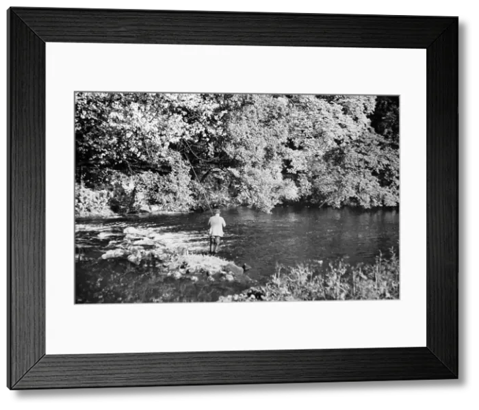 Framed Print : Fishing on the River Nidd in the 1930s Framed Print : Fishing on the River Nidd in the 1930s