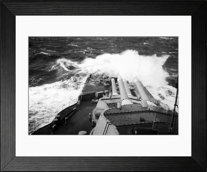 Framed Print : Royal Navy Warship in a heavy sea, probably WW1 Framed Print : Royal Navy Warship in a heavy sea, probably WW1