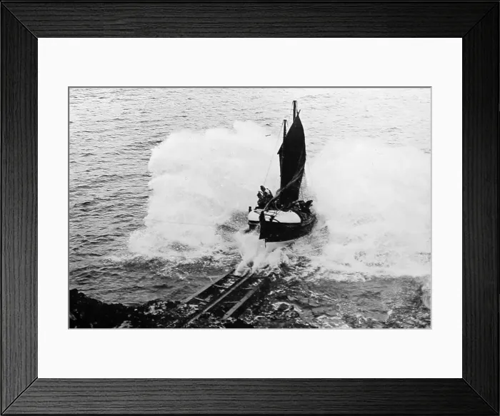 Framed Print : Launching a sailing lifeboat Framed Print : Launching a sailing lifeboat
