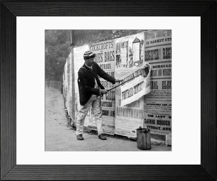 Framed Print : Bill poster in Bradford Framed Print : Bill poster in Bradford