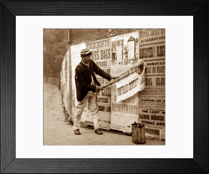 Framed Print : A Bill Poster, Victorian period Framed Print : A Bill Poster, Victorian period