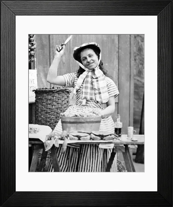 Framed Print : An oyster seller, Victorian period Framed Print : An oyster seller, Victorian period