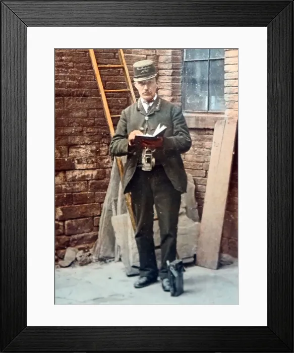 Framed Print : Gas meter reader, Victorian period Framed Print : Gas meter reader, Victorian period