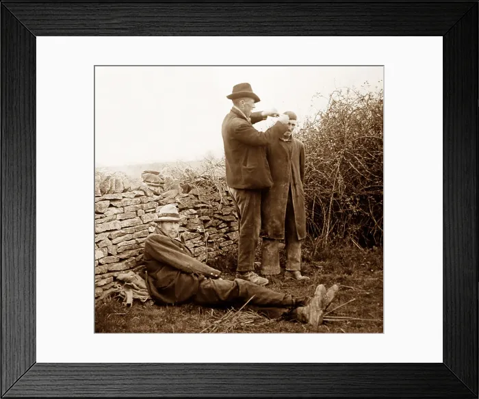 Framed Print : Itinerant barber, Victorian period Framed Print : Itinerant barber, Victorian period