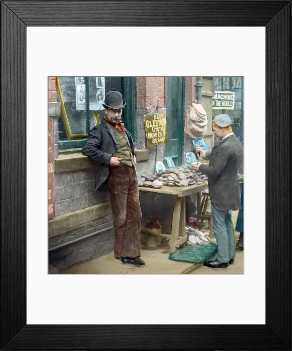 Framed Print : Oyster seller, Victorian period Framed Print : Oyster seller, Victorian period