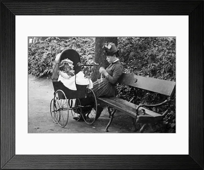 Framed Print : Nanny with child in park Framed Print : Nanny with child in park
