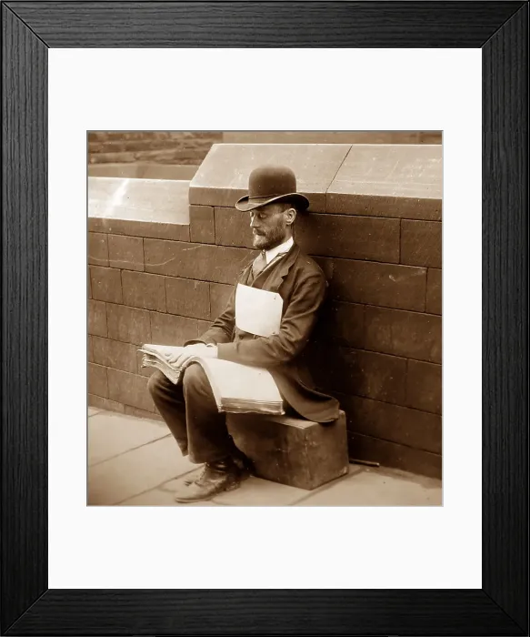 Framed Print : A blind bible reader, Victorian period Framed Print : A blind bible reader, Victorian period