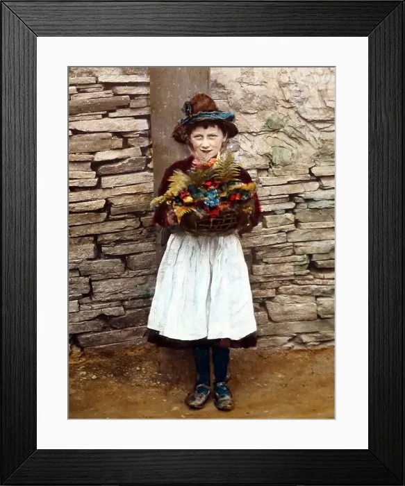 Framed Print : A flower seller, Victorian period Framed Print : A flower seller, Victorian period