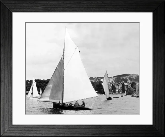 Framed Print : Sailing in Bowness Bay on Windermere, Victorian period Framed Print : Sailing in Bowness Bay on Windermere, Victorian period