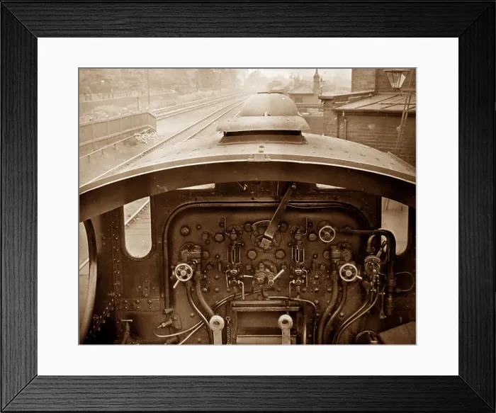 Framed Print : Steam engine cab, early 1900s Framed Print : Steam engine cab, early 1900s
