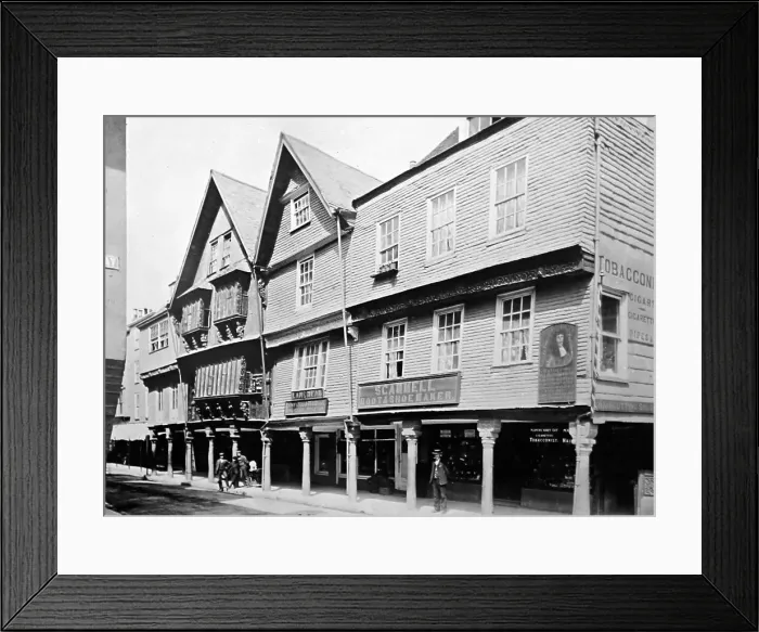 Framed Print : The Butterwalk, Dartmouth, Victorian period Framed Print : The Butterwalk, Dartmouth, Victorian period