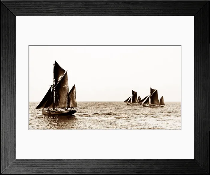 Framed Print : Brixham trawlers, Victorian period Framed Print : Brixham trawlers, Victorian period