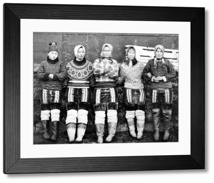 Framed Print : Girls in traditional costume, Greenland, Victorian period Framed Print : Girls in traditional costume, Greenland, Victorian period