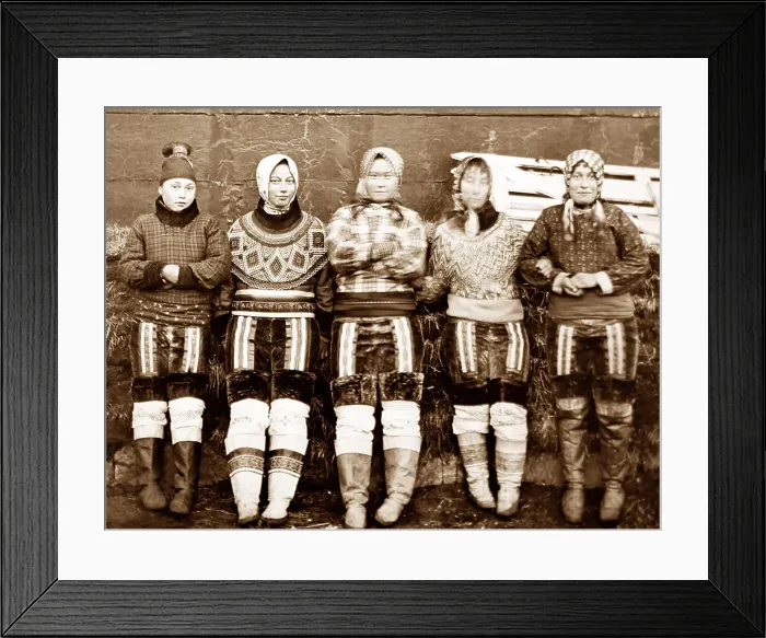Framed Print : Girls in traditional costume, Greenland, Victorian period Framed Print : Girls in traditional costume, Greenland, Victorian period