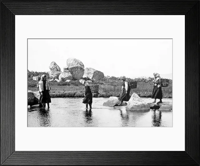 Framed Print : Carrying turf in creels, West of Ireland, early 1900s Framed Print : Carrying turf in creels, West of Ireland, early 1900s
