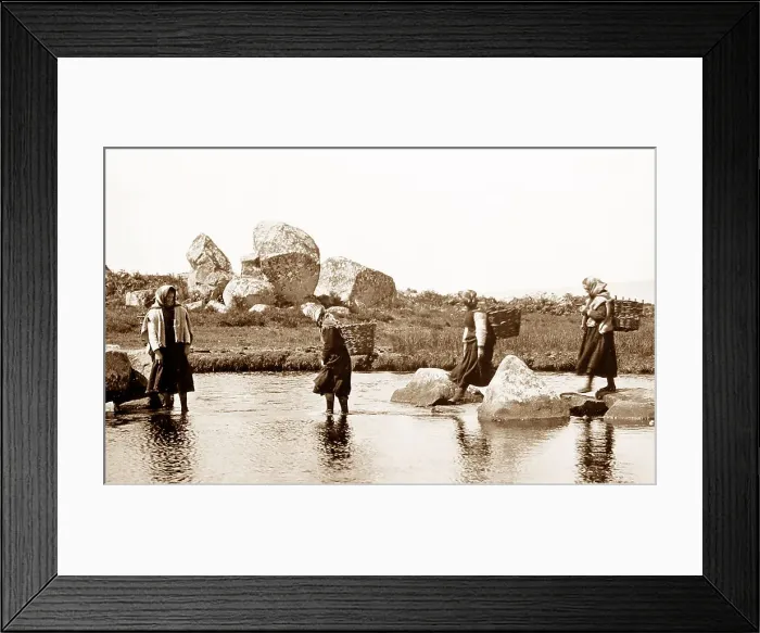 Framed Print : Carrying turf in creels, West of Ireland, early 1900s Framed Print : Carrying turf in creels, West of Ireland, early 1900s
