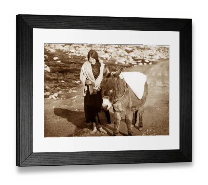 Framed Print : Carrying flour, Gorumna, West of Ireland, early 1900s Framed Print : Carrying flour, Gorumna, West of Ireland, early 1900s