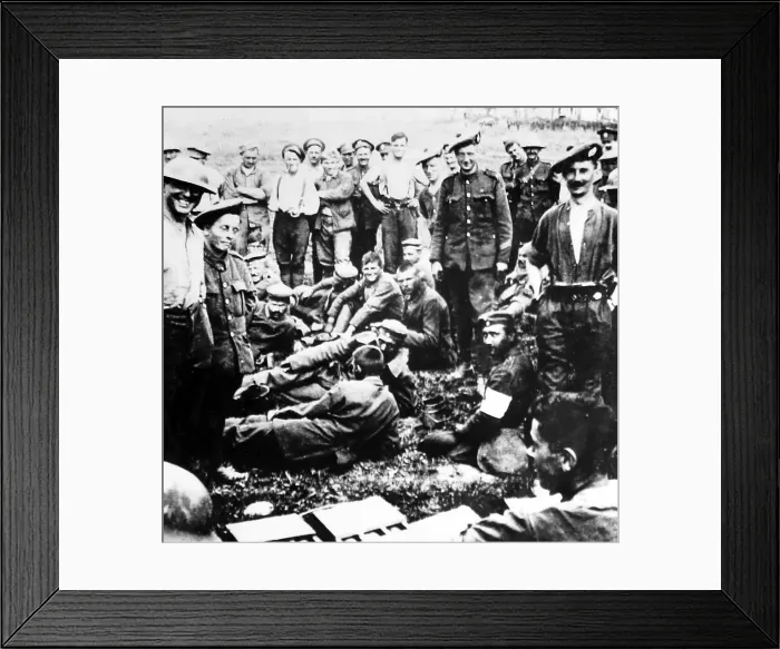 Framed Print : British and German troops together after battle Framed Print : British and German troops together after battle