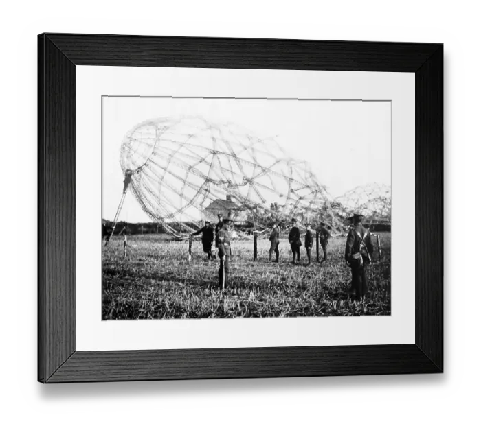 Framed Print : A Zeppelin brought down near Colchester - WW1 Framed Print : A Zeppelin brought down near Colchester - WW1